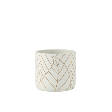 Macetero de cerámica blanco de 16x16x14.5 cm