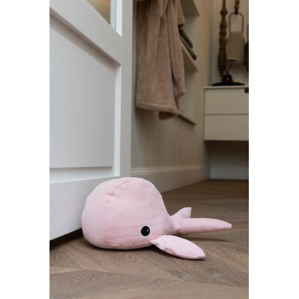 Arrêt de porte baleine en textile rose 20x17x31 cm