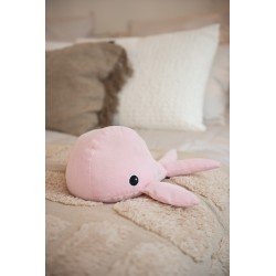 Arrêt de porte baleine en textile rose 20x17x31 cm