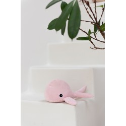 Arrêt de porte baleine en textile rose 20x17x31 cm
