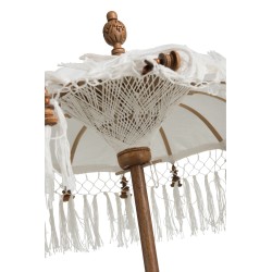 Parasol avec pied en textile blanc 50x50x90.5 cm