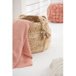 Lote de 2 cestas tejidas de madera natural de 29x29x43 cm