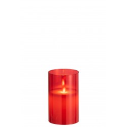 Lampe photophore en verre rouge 8x8x13 cm