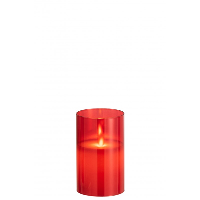 Lampe photophore en verre rouge 8x8x13 cm