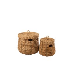 Set de 2 paniers en bois naturel 51x51x43 cm