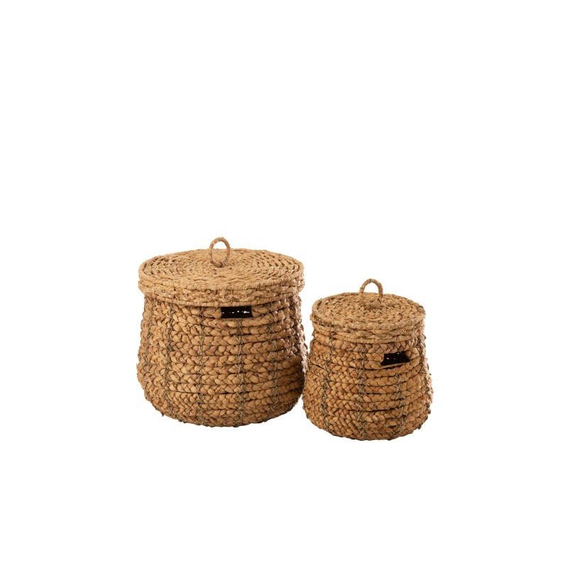 Conjunto de 2 cestos em madeira natural 51x51x43 cm Conjunto de 2 cestos em madeira natural 51x51x43 cm