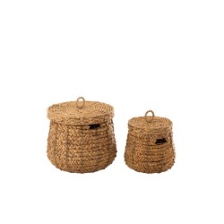 Set de 2 paniers en bois naturel 51x51x43 cm