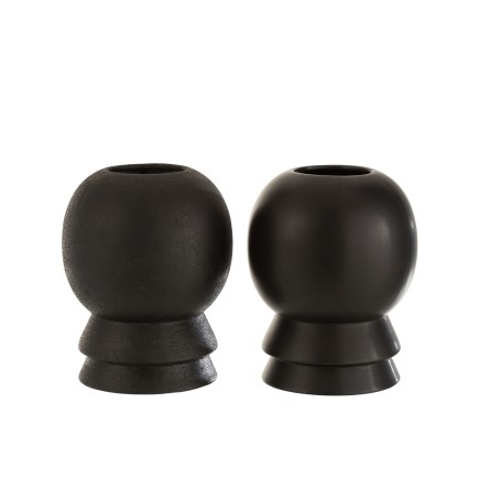 Set de 2 vases en céramique noir 16.5x16.5x20 cm