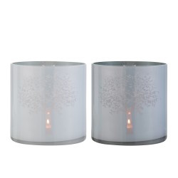 Set de 2 portavelas de vidrio azul 20x20x20 cm