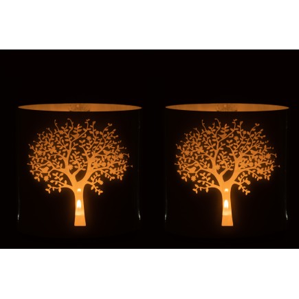 Set de 2 photophores en verre bleu 20x20x20 cm