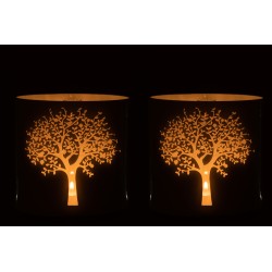 Set de 2 portavelas de vidrio azul 20x20x20 cm