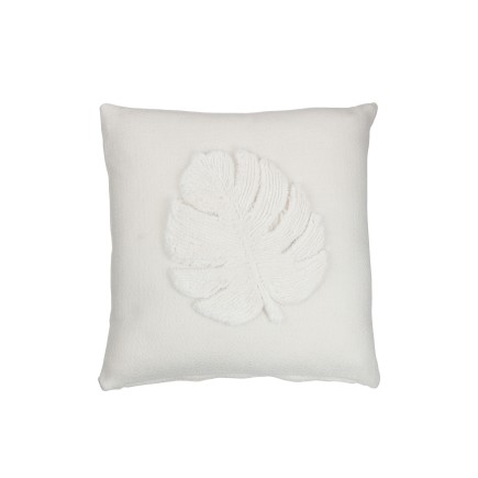 Cuscino quadrato in poliestere bianco a foglia fine 40x40cm