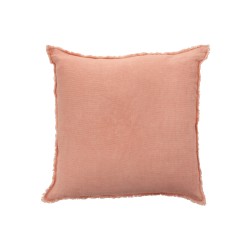 Coussin délavé en lin rose pêche 45x45cm