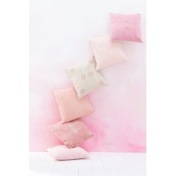 Coussin délavé en lin rose pêche 45x45cm