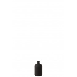 Florero botella de vidrio negro 7x7x14 cm