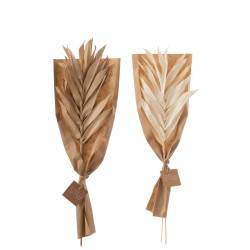 Lot de 2 bouquets de feuilles séchées en bois naturel 12x3x41 cm