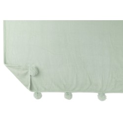 Plaid pompons en polyester vert clair 173x126cm