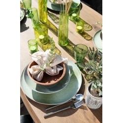 Assiette plate en céramique vert menthe D34cm