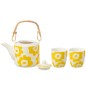 Set théière et 2 mugs en céramique jaune 600ml