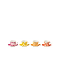 Juego de 4 tazas de café y platillos de cerámica blanca 90ml