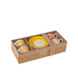 Juego de 4 tazas de café y platillos de cerámica blanca 90ml