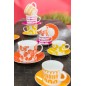 Juego de 4 tazas de café y platillos de cerámica blanca 90ml