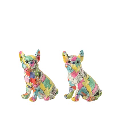 BULLDOG EYES SIT POP-ART RESIN