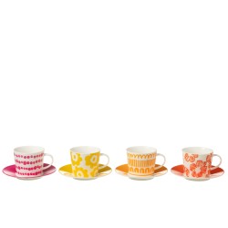Juego de 4 tazas de café y platillos de cerámica blanca 220ml