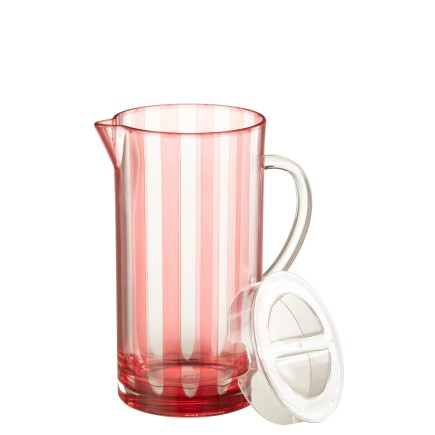 Carafe à eau en plastique rouge 14x14x26.5 cm