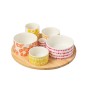 Set de 6 plats apéro avec plateau en céramique blanche 30x30x9 cm