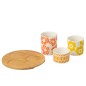Juego de 3 platos aperitivo con bandeja de cerámica 20x20x10.5 cm
