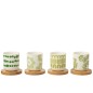 Set de 4 tasses à café et sous-tasses en céramique vert 5.7x5.7x6.4 cm