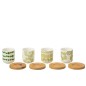 Juego de 4 tazas de café y platillos de cerámica verde 5.7x5.7x6.4 cm