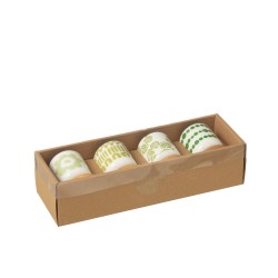 Juego de 4 tazas de café y platillos de cerámica verde 5.7x5.7x6.4 cm