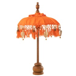 Parasol Dayu en coton/bois orange 14x14x85 cm