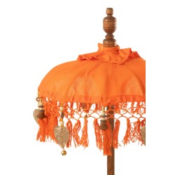 Parasol Dayu en coton/bois orange 14x14x85 cm