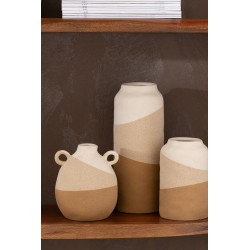 Vase oreille en céramique beige/marron clair 16x16x19 cm
