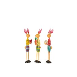 Lapin coeur/oeuf/carotte en métal multicolore 6x5x25 cm