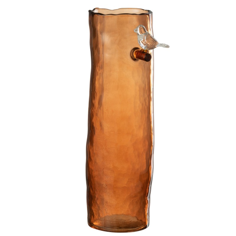 Vase oiseau en verre orange 13.5x9.5x32 cm Vase oiseau en verre orange 13.5x9.5x32 cm