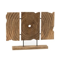 Triptyque sculpté en bois manguier naturel 65x8.5x47.5 cm