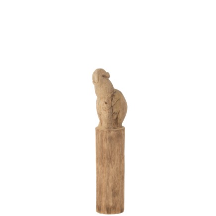 Éléphant sur socle en bois naturel 14.5x10x52 cm
