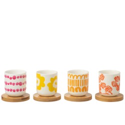 Juego de 4 tazas de café y platillos de cerámica blanca 5.7x5.7x6.4 cm