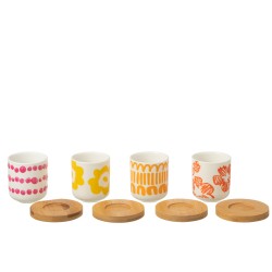 Juego de 4 tazas de café y platillos de cerámica blanca 5.7x5.7x6.4 cm