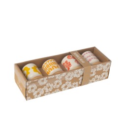 Juego de 4 tazas de café y platillos de cerámica blanca 5.7x5.7x6.4 cm