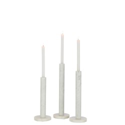 S/3 CANDLE HOLDER MARBLE WH