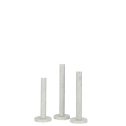 S/3 CANDLE HOLDER MARBLE WH