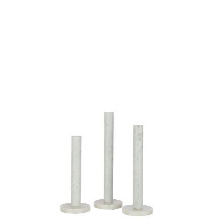 S/3 CANDLE HOLDER MARBLE WH