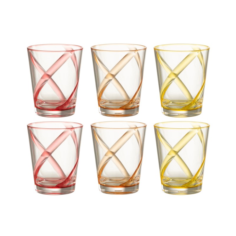 Caja de 6 vasos de plástico rojo D.9 cm
