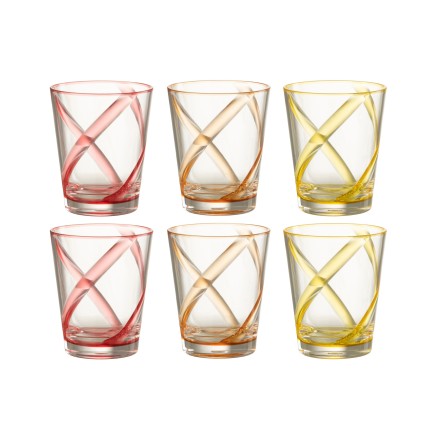 Caja de 6 vasos de plástico rojo D.9 cm