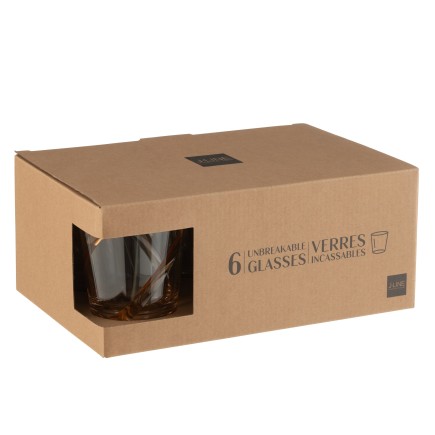 Caja de 6 vasos de plástico rojo D.9 cm